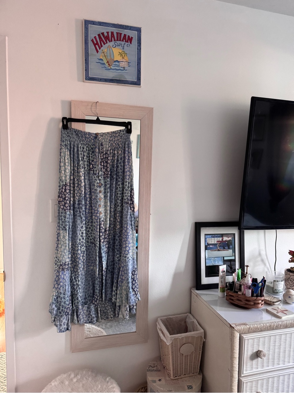 Free People Blue Floral Patterned Maxi Skirt